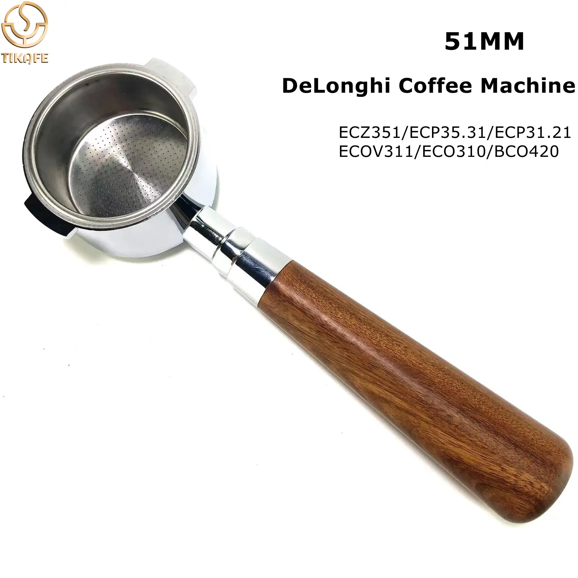 Delonghi Espresso Ecp3420 - พอร์ทาฟิลเตอร์แบบไม่มีฐานขนาด 51 มม. สำหรับเครื่องชงกาแฟเอสเพรสโซ Delonghi Stilosa