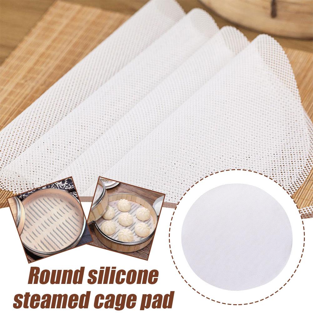 Bao Steamer Bamboo - แผ่นรองนึ่งซิลิโคนแบบตาข่าย ใช้ซ้ำได้ ไม่ติดกระทะ สำหรับนึ่งเกี๊ยว ซาลาเปา ติ่มซำ