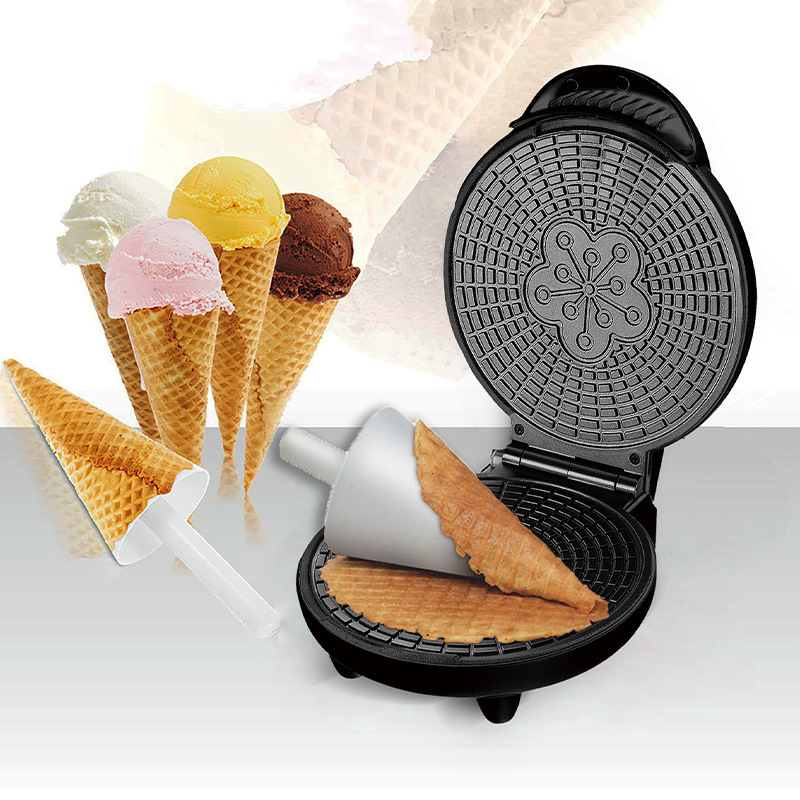 Waffle Cone Maker - ไฟฟ้ากรอบเครื่องทําไข่ในครัวเรือนอาหารเช้าเครื่องม้วนไข่วาฟเฟิล Baking PAN ไอศกรีมกรวยเหล็กเบเกอรี่เหล็ก 220V