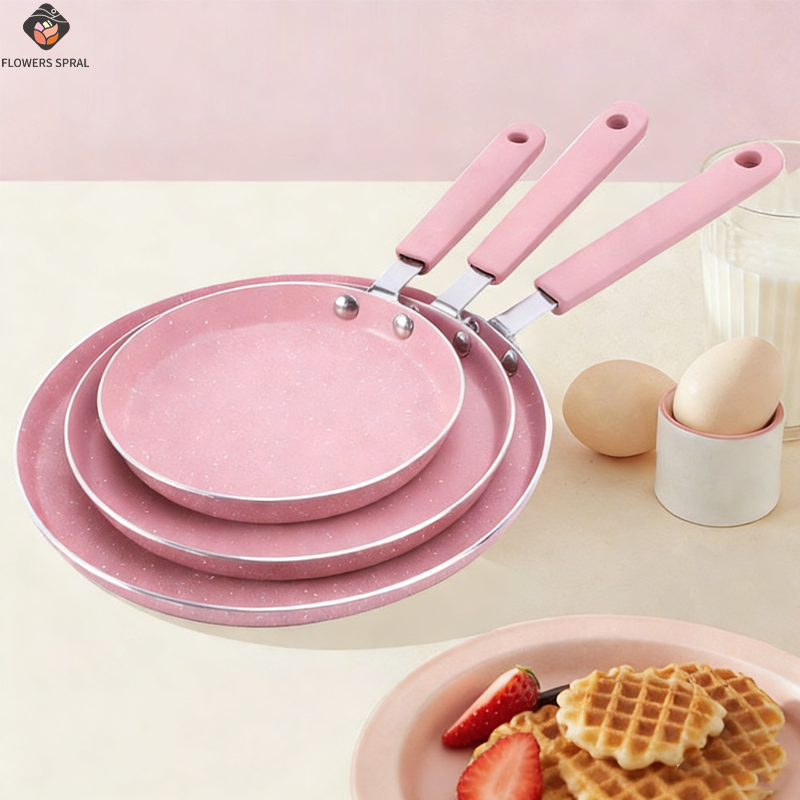 Egg Waffle Pan - กระทะทอดสีชมพูแบบไม่ติด 1 ใบ สำหรับทอดสเต็ก ไข่ เบคอน