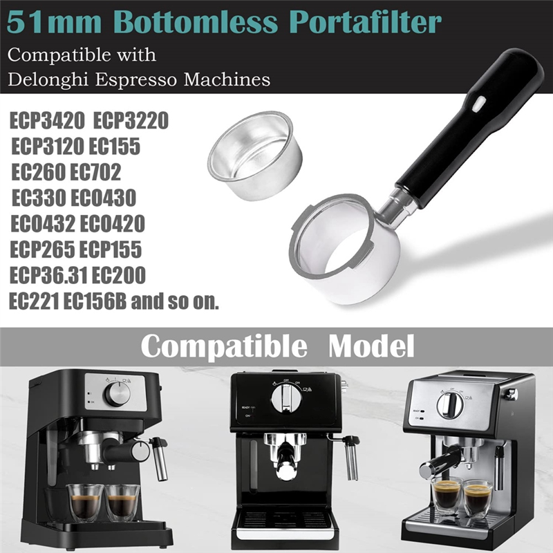 Delonghi Espresso Ecp3420 - ABYN-51Mm Bottomless Portafilter 2 หูสําหรับDelonghi ECP3420/EC155/BCO430/EC260,