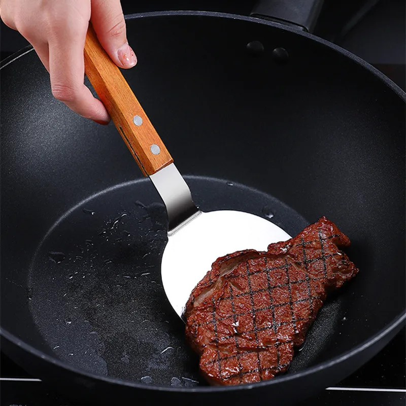 สแตนเลสสตีล ด้ามไม้ ตะหลิวเทปป - Okonomiyaki Spatula บทวิจารณ์และราคา