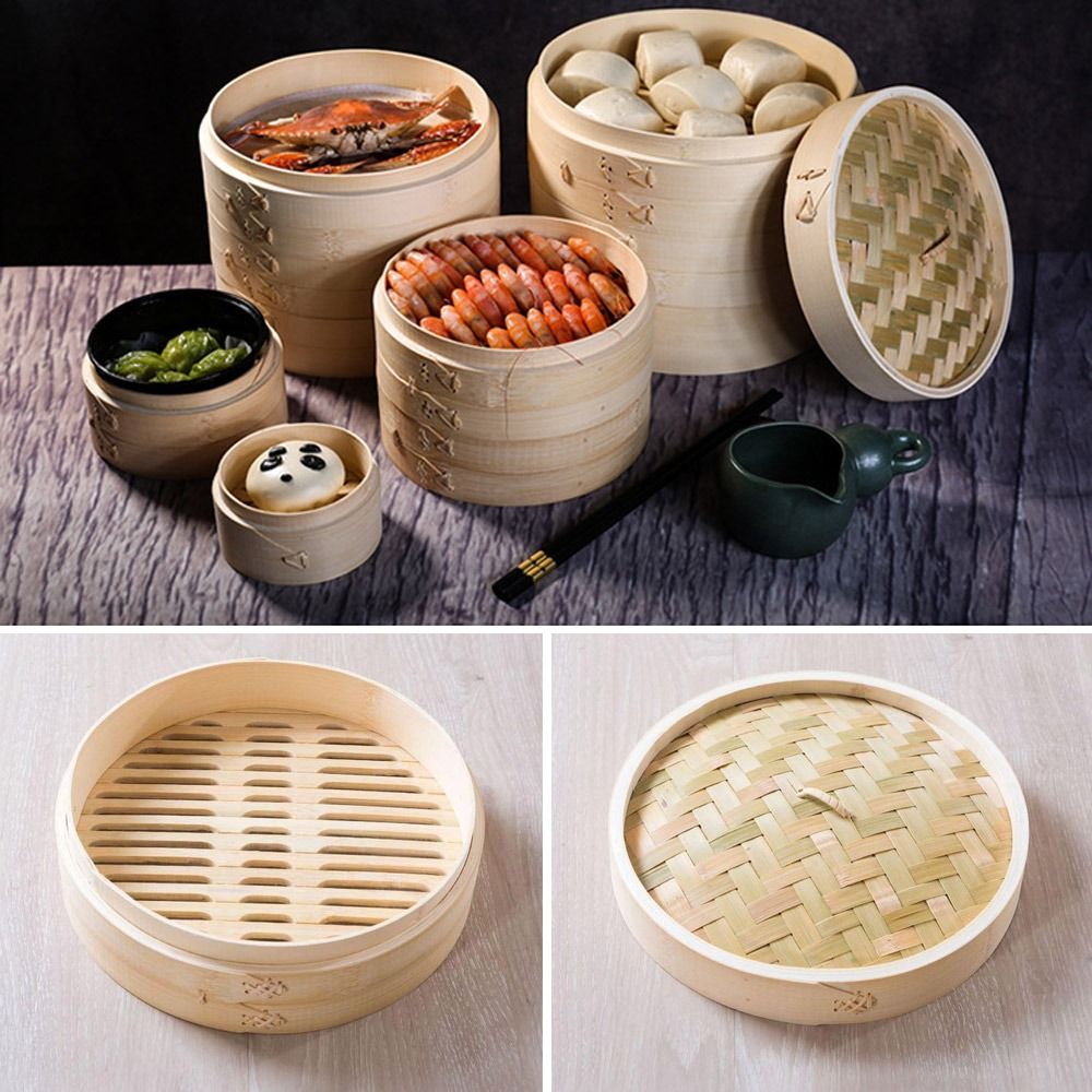 ตะกร้านึ่งไม้ไผ่พร้อมฝาปิด Dum - Bao Steamer Bamboo บทวิจารณ์และราคา